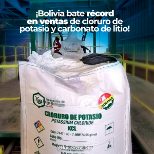 Ingresos por la venta de carbonato de litio y cloruro de potasio alcanzaron los $us 556 millones en 2022